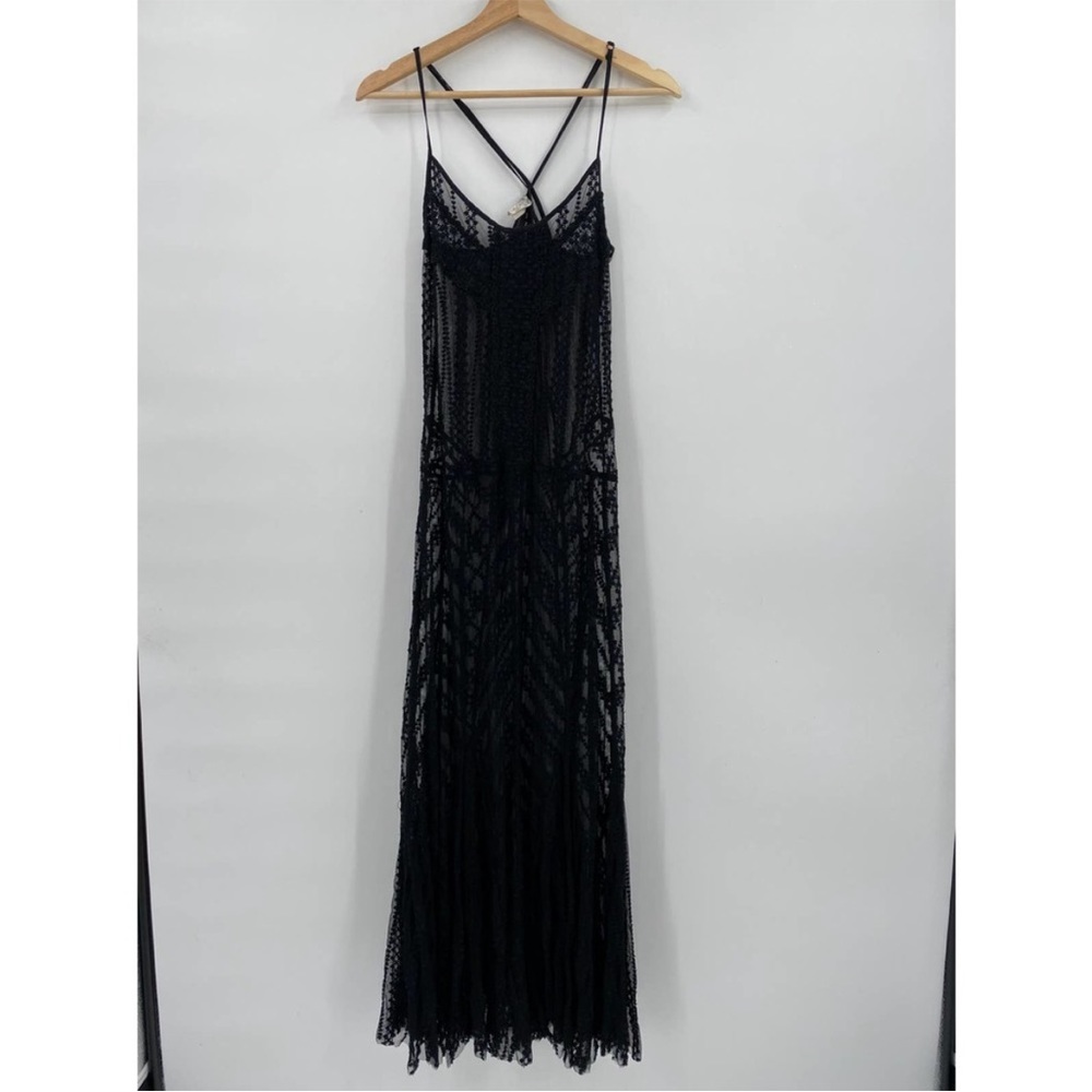 free people intimately XS black lace mesh maxi dress - Picture 2 of 4